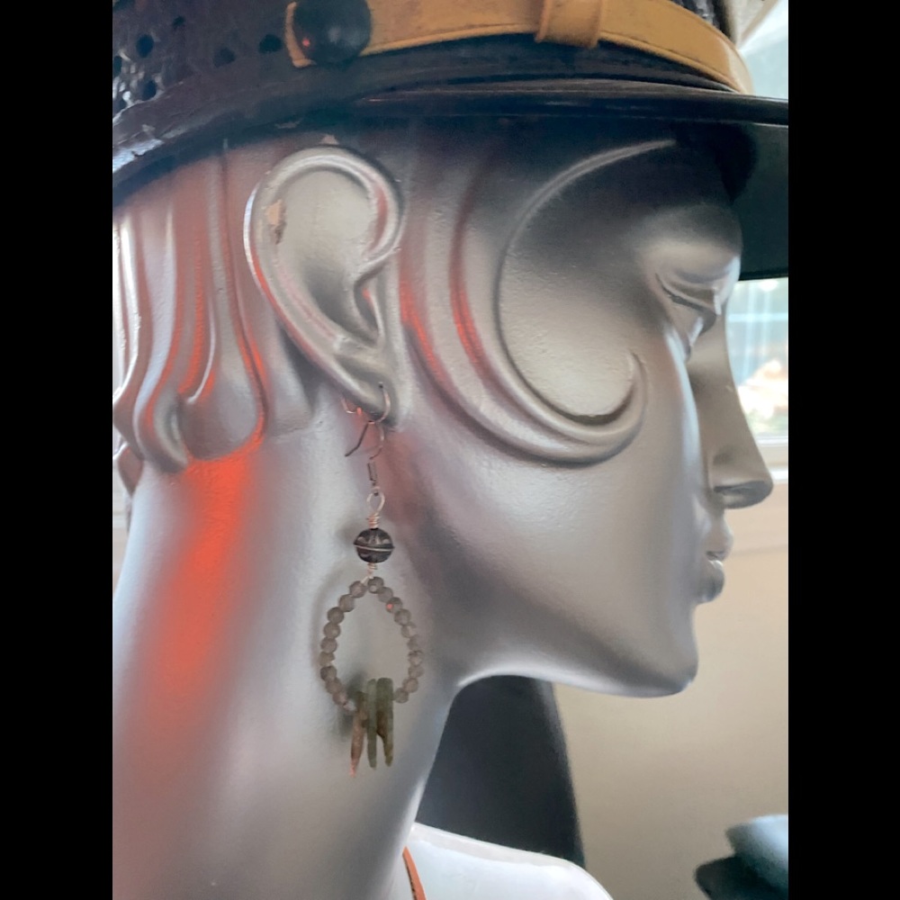 Laborite and Green kyanite earrings.